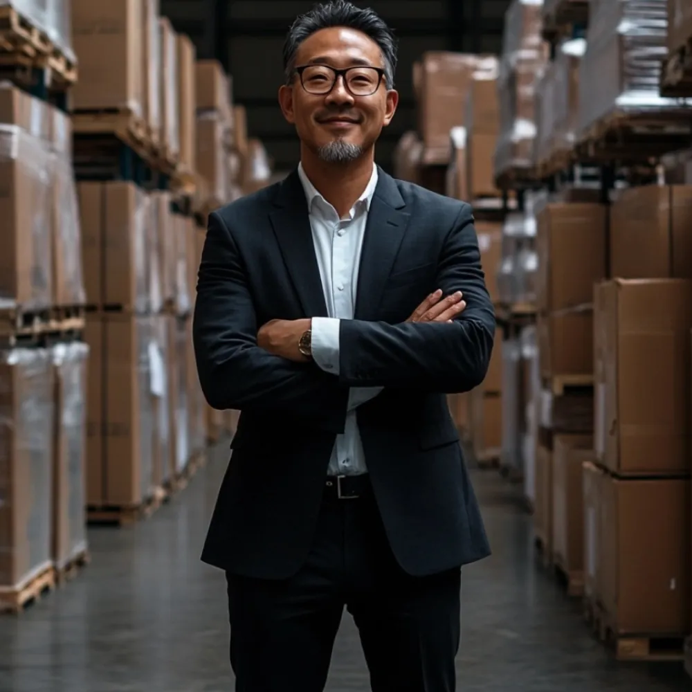 Small-business owner standing in his warehouse