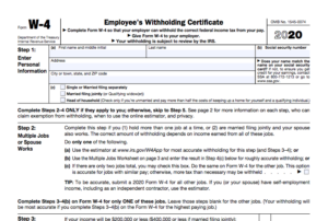 W-4 2020 OFFICIAL IRS FORM