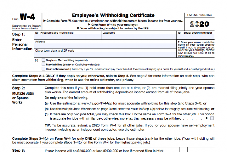 IRS W4 2020 Released What it Means for Employers AllMyHR