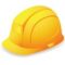 Hard hat icon in color. Construction head protection